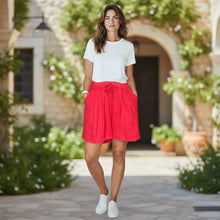 Carica l'immagine nel visualizzatore di Gallery, Pantaloncino lino con rouge fiore
