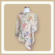 Poncho misto cashmere fiore